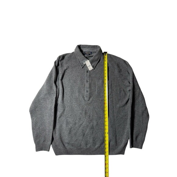 Brooks Brothers Wool sweater men’s XXL Lambswool Polo Sweater Grey Preppy NWT - Picture 4 of 6